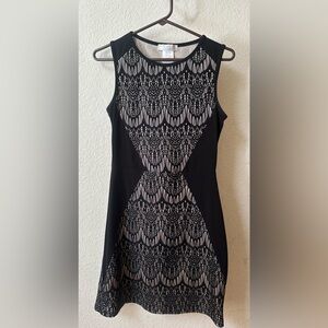 Papillon Blanc Elegant Black and Cream Mini Dress